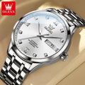OLEVS9946 Mens Watch Original Automatic Mechanical Watch For Man Waterproof Luminous Stainless Steel Reloj Dual Calendar Display - Tara's Tiny Treasures