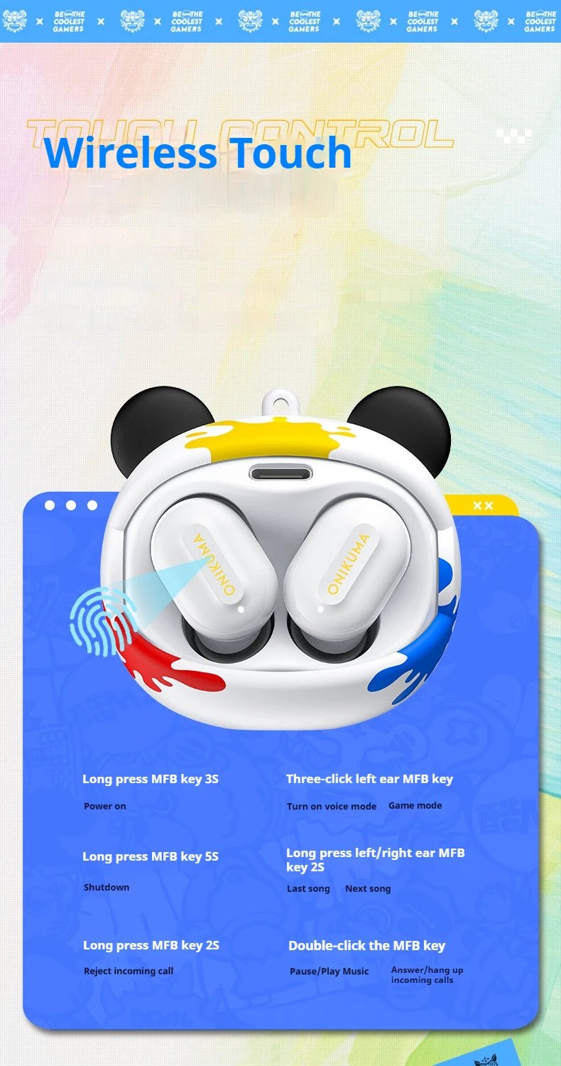 ONIKUMA T20 Gaming Headset 2025New Wireless Rotating Flip-Top Design Earbuds HiFi Stereo In-Ear Touch Control Headphone with Mic - Tara's Tiny Treasures