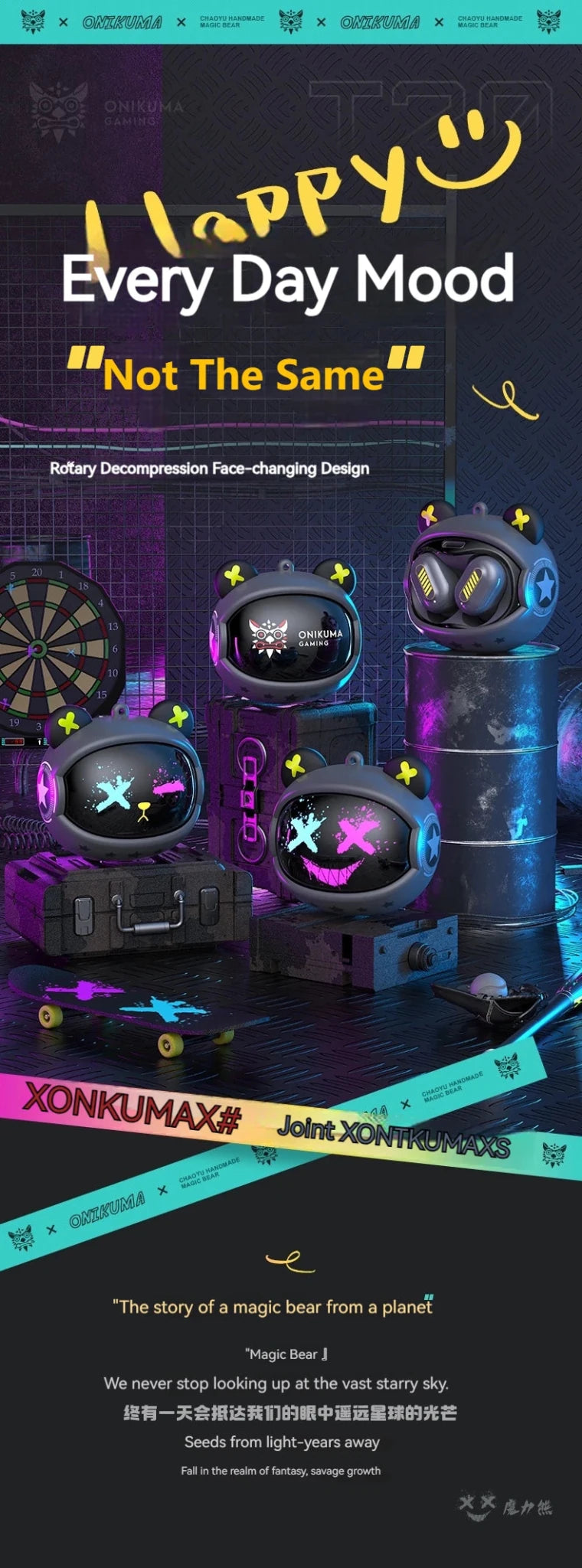 ONIKUMA T20 Gaming Headset 2025New Wireless Rotating Flip-Top Design Earbuds HiFi Stereo In-Ear Touch Control Headphone with Mic - Tara's Tiny Treasures
