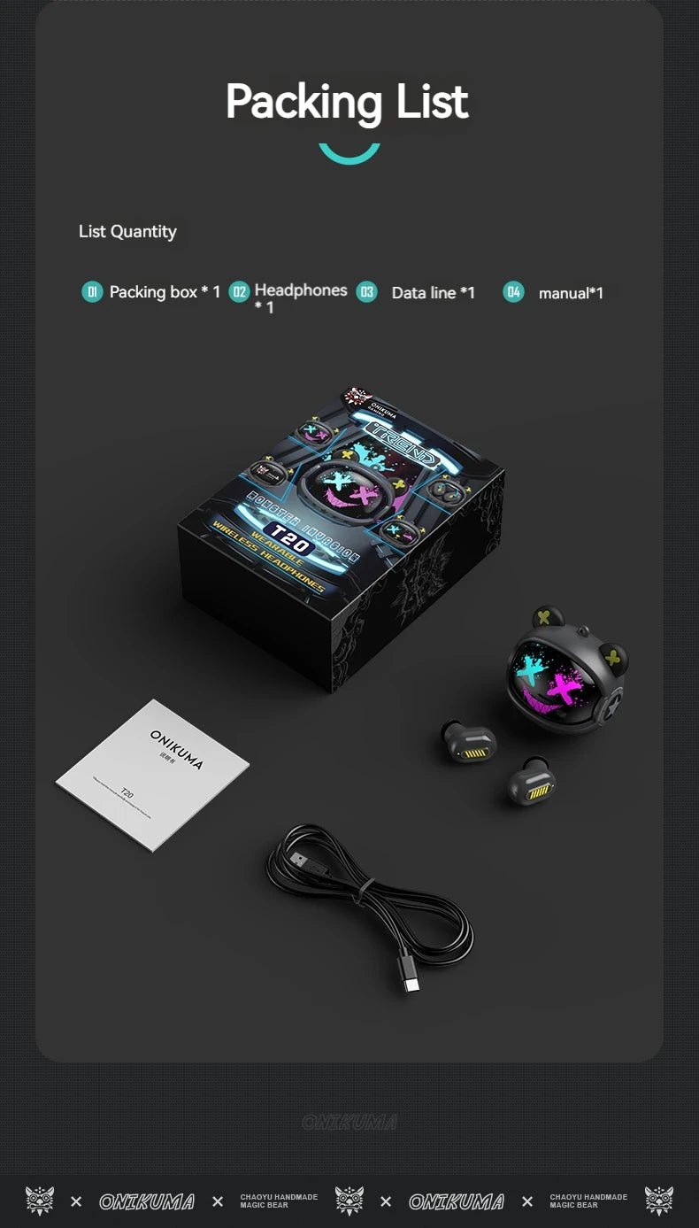 ONIKUMA T20 Gaming Headset 2025New Wireless Rotating Flip-Top Design Earbuds HiFi Stereo In-Ear Touch Control Headphone with Mic - Tara's Tiny Treasures