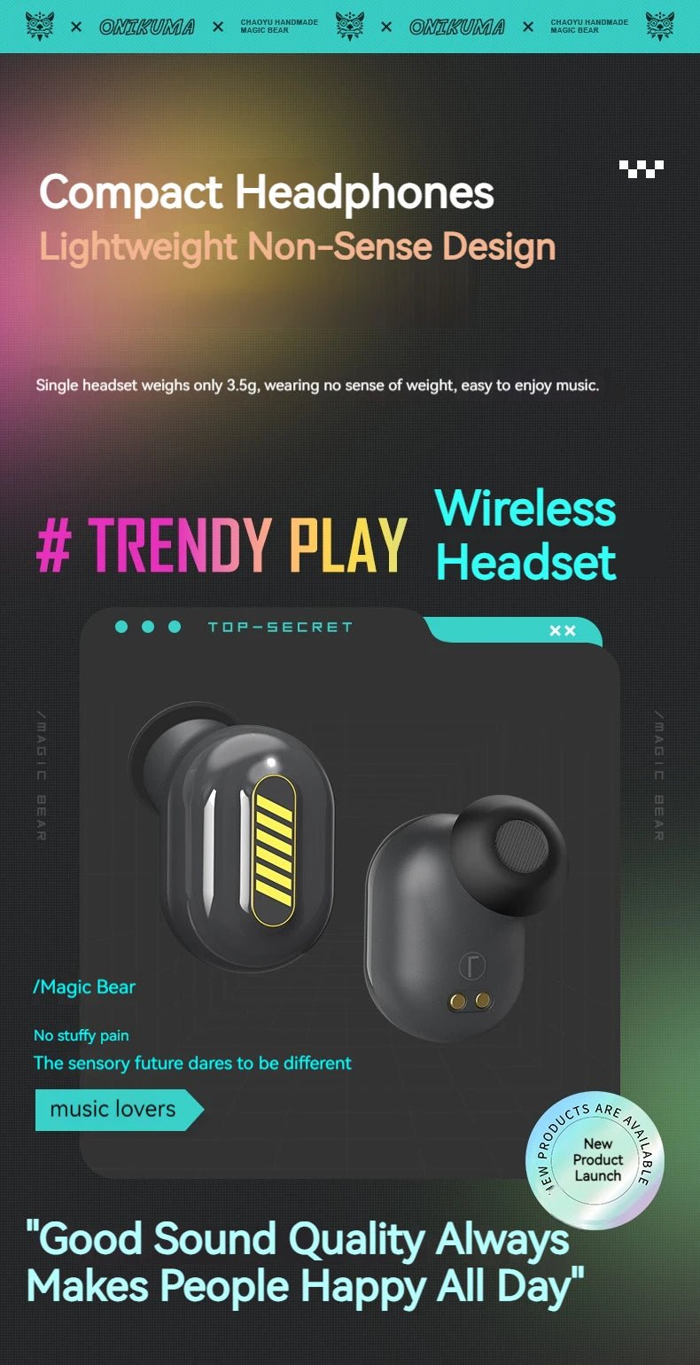 ONIKUMA T20 Gaming Headset 2025New Wireless Rotating Flip-Top Design Earbuds HiFi Stereo In-Ear Touch Control Headphone with Mic - Tara's Tiny Treasures