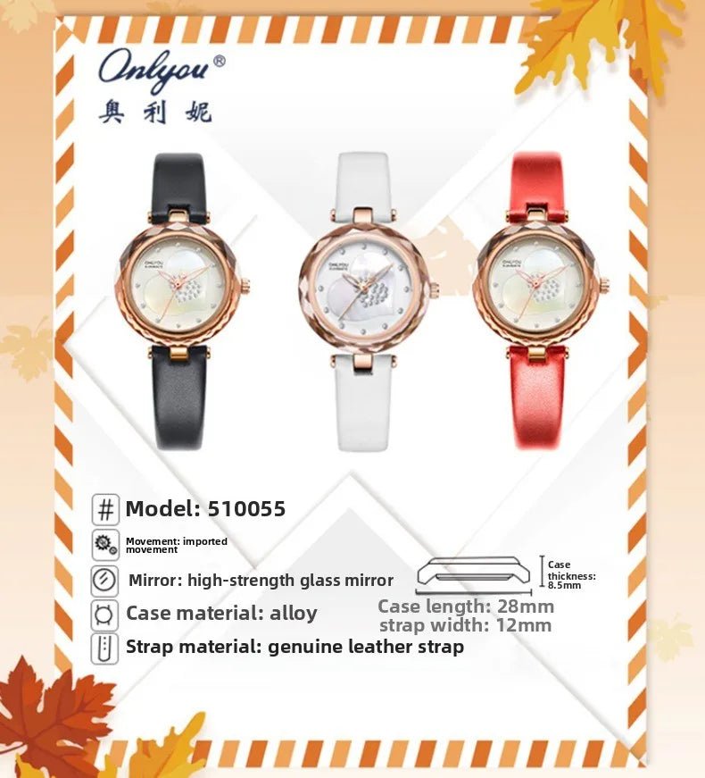 ONLYOU New Luxury Women's Watch with A Genuine Leather Strap,stylish and Elegant,30-meter Water Resistant,comes with A Watch Box - Tara's Tiny Treasures