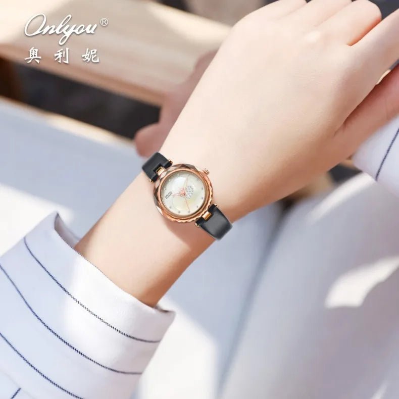 ONLYOU New Luxury Women's Watch with A Genuine Leather Strap,stylish and Elegant,30-meter Water Resistant,comes with A Watch Box - Tara's Tiny Treasures