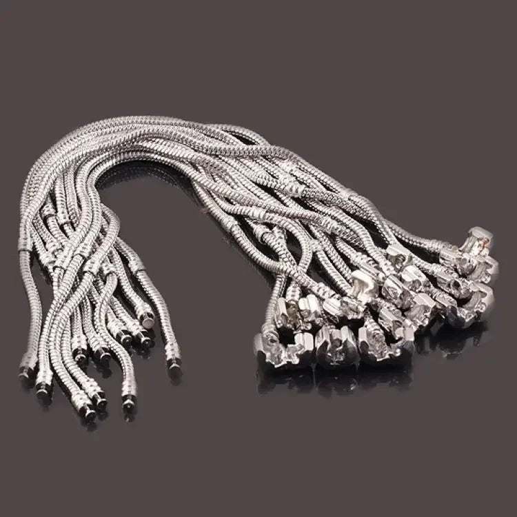 Original 925 Sterling Silver Snake Bone Charm Bracelet Bangle Fine Jewelry Basic Charm Bracelets for Women men Party DIY Jewelry - Tara's Tiny Treasures