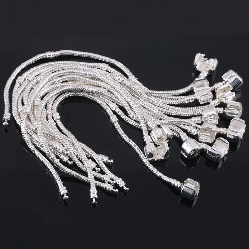 Original 925 Sterling Silver Snake Bone Charm Bracelet Bangle Fine Jewelry Basic Charm Bracelets for Women men Party DIY Jewelry - Tara's Tiny Treasures