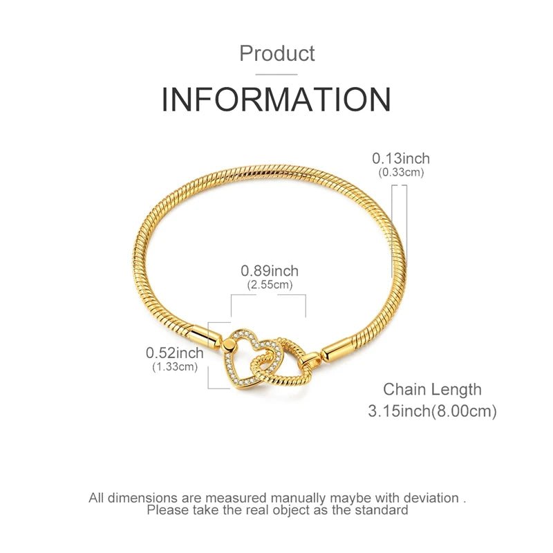 Original Bracelet 925 Sterling Silver Charm Bracelet 17-20CM Golden Heart Love Key Clover Bracelet Bangle Women Jewelry Gift - Tara's Tiny Treasures