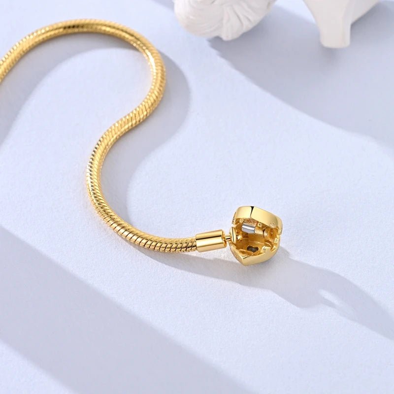 Original Bracelet 925 Sterling Silver Charm Bracelet 17-20CM Golden Heart Love Key Clover Bracelet Bangle Women Jewelry Gift - Tara's Tiny Treasures