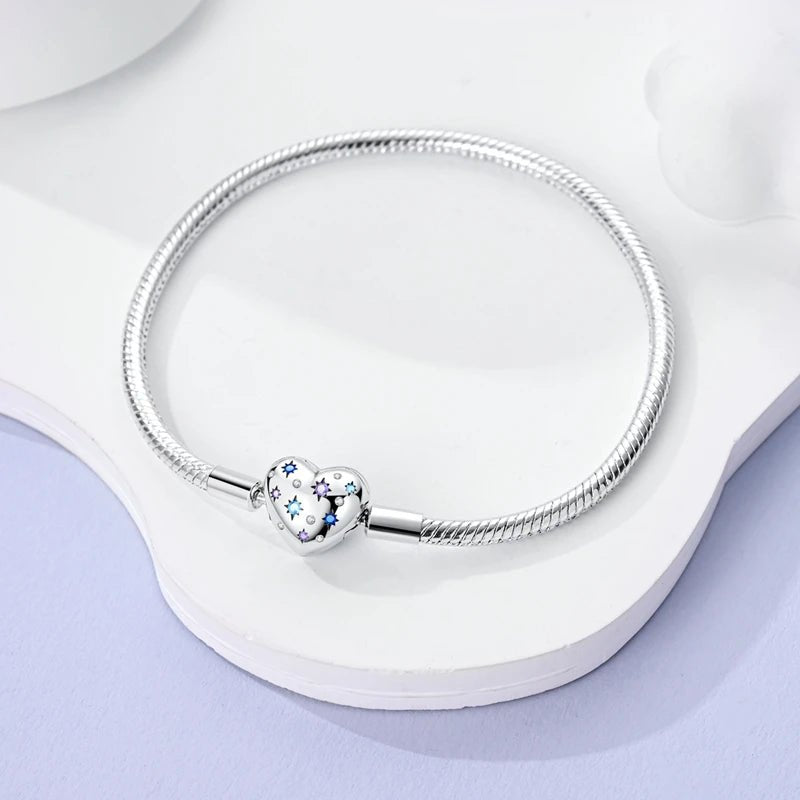 Original Bracelet 925 Sterling Silver Charm Bracelet 17-20CM Golden Heart Love Key Snowflake Bracelet Bangle Women Jewelry Gift - Tara's Tiny Treasures