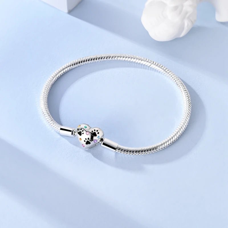 Original Bracelet 925 Sterling Silver Charm Bracelet 17-20CM Golden Heart Love Key Snowflake Bracelet Bangle Women Jewelry Gift - Tara's Tiny Treasures