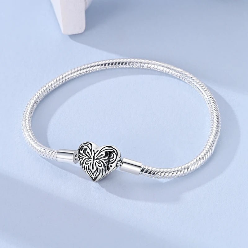 Original Bracelet 925 Sterling Silver Charm Bracelet 17-20CM Golden Heart Love Key Snowflake Bracelet Bangle Women Jewelry Gift - Tara's Tiny Treasures