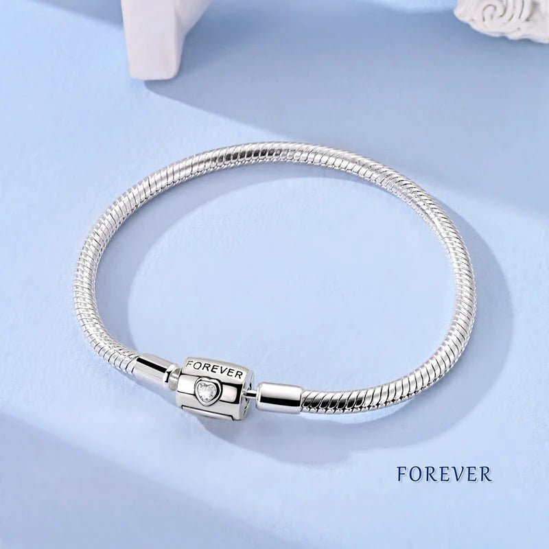 Original Bracelet 925 Sterling Silver Charm Bracelet 17-20CM Golden Heart Love Key Snowflake Bracelet Bangle Women Jewelry Gift - Tara's Tiny Treasures