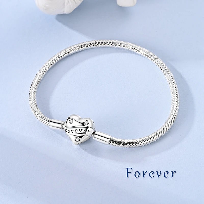 Original Bracelet 925 Sterling Silver Charm Bracelet 17-20CM Golden Heart Love Key Snowflake Bracelet Bangle Women Jewelry Gift - Tara's Tiny Treasures