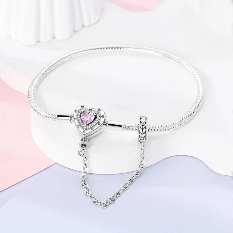 Original Bracelet 925 Sterling Silver Charm Bracelet 17-20CM Golden Heart Love Key Snowflake Bracelet Bangle Women Jewelry Gift - Tara's Tiny Treasures