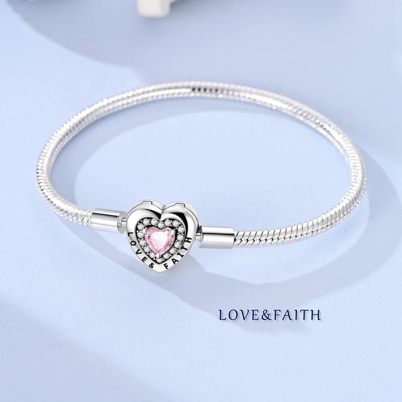 Original Bracelet 925 Sterling Silver Charm Bracelet 17-20CM Golden Heart Love Key Snowflake Bracelet Bangle Women Jewelry Gift - Tara's Tiny Treasures