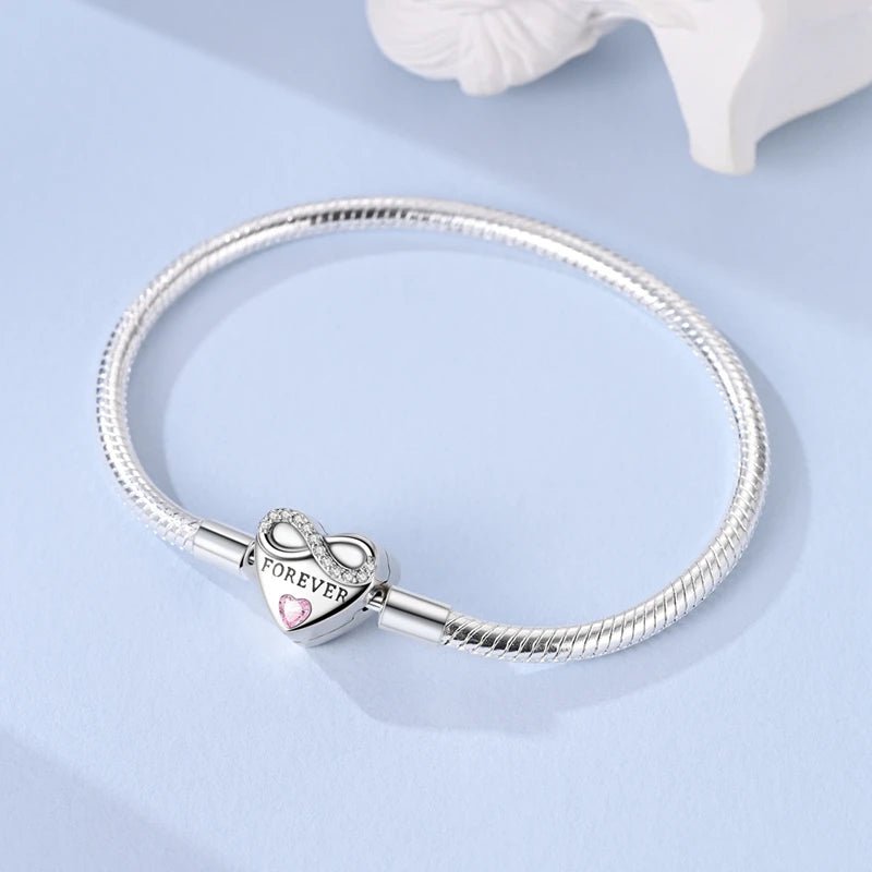 Original Bracelet 925 Sterling Silver Charm Bracelet 17-20CM Golden Heart Love Key Snowflake Bracelet Bangle Women Jewelry Gift - Tara's Tiny Treasures