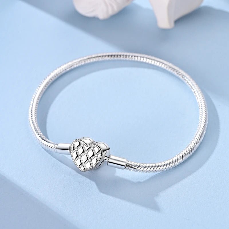 Original Bracelet 925 Sterling Silver Charm Bracelet 17-20CM Golden Heart Love Key Snowflake Bracelet Bangle Women Jewelry Gift - Tara's Tiny Treasures