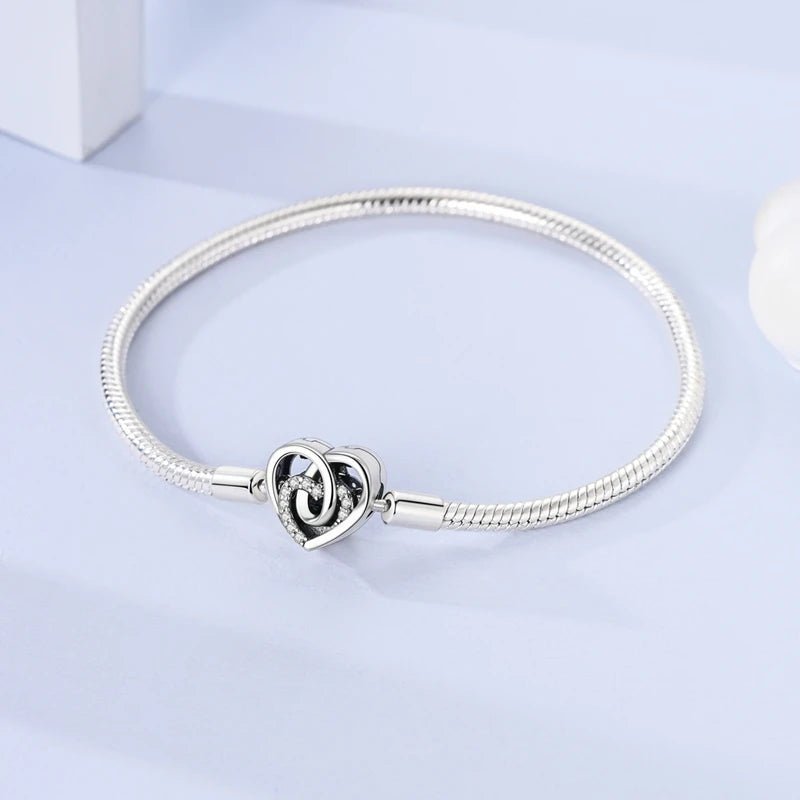 Original Bracelet 925 Sterling Silver Charm Bracelet 17-20CM Golden Heart Love Key Snowflake Bracelet Bangle Women Jewelry Gift - Tara's Tiny Treasures