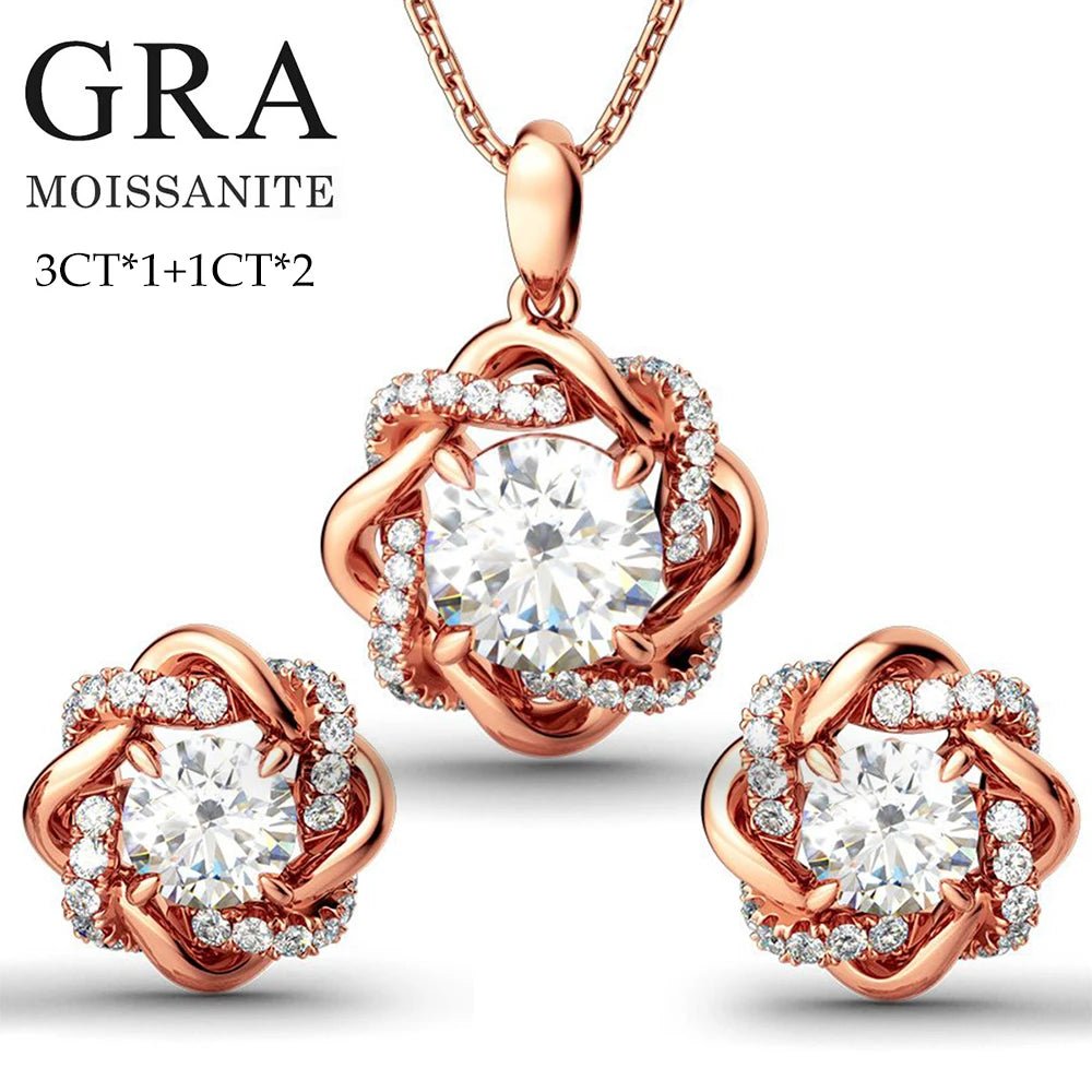 Original Moissanite Diamond Jewelry Sets for Women with Certificate Necklace Earrings Bangle Sets 925 Silver Wedding Luxury Gift - Tara's Tiny Treasures