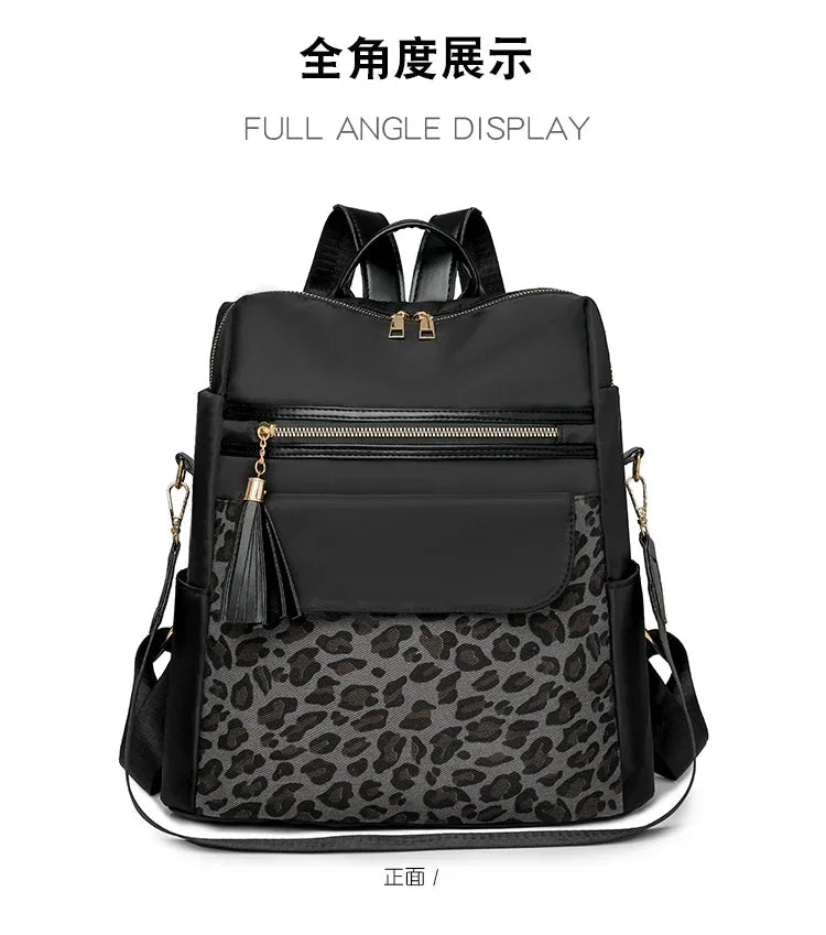 Oxford Leopard Print Fashion Backpacks Zipper Large Capacity Simple Women's Bags on Sale 2025 Versatile Classic Schoolbags - Tara's Tiny Treasures