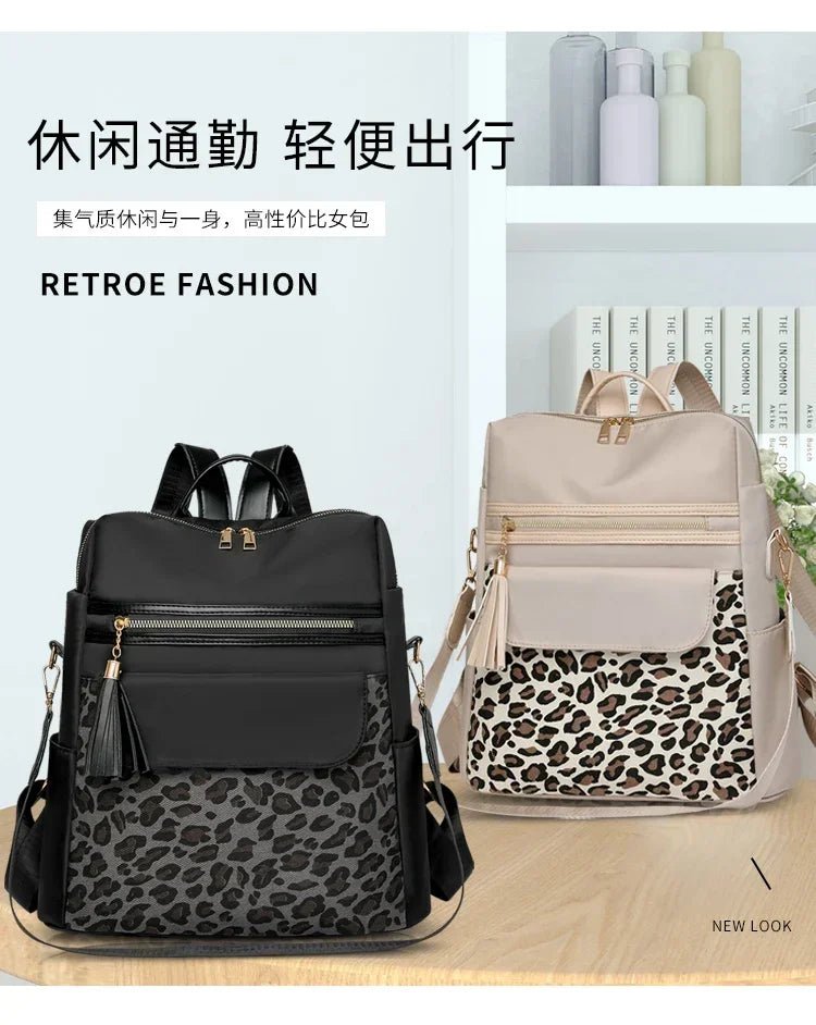 Oxford Leopard Print Fashion Backpacks Zipper Large Capacity Simple Women's Bags on Sale 2025 Versatile Classic Schoolbags - Tara's Tiny Treasures