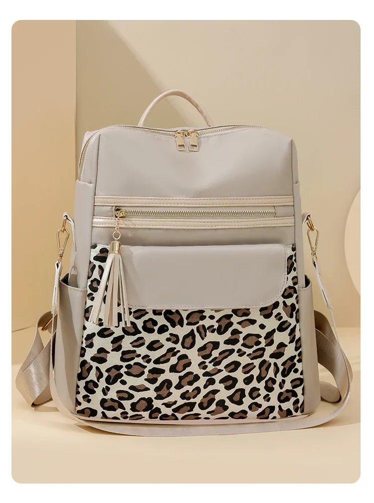 Oxford Leopard Print Fashion Backpacks Zipper Large Capacity Simple Women's Bags on Sale 2025 Versatile Classic Schoolbags - Tara's Tiny Treasures