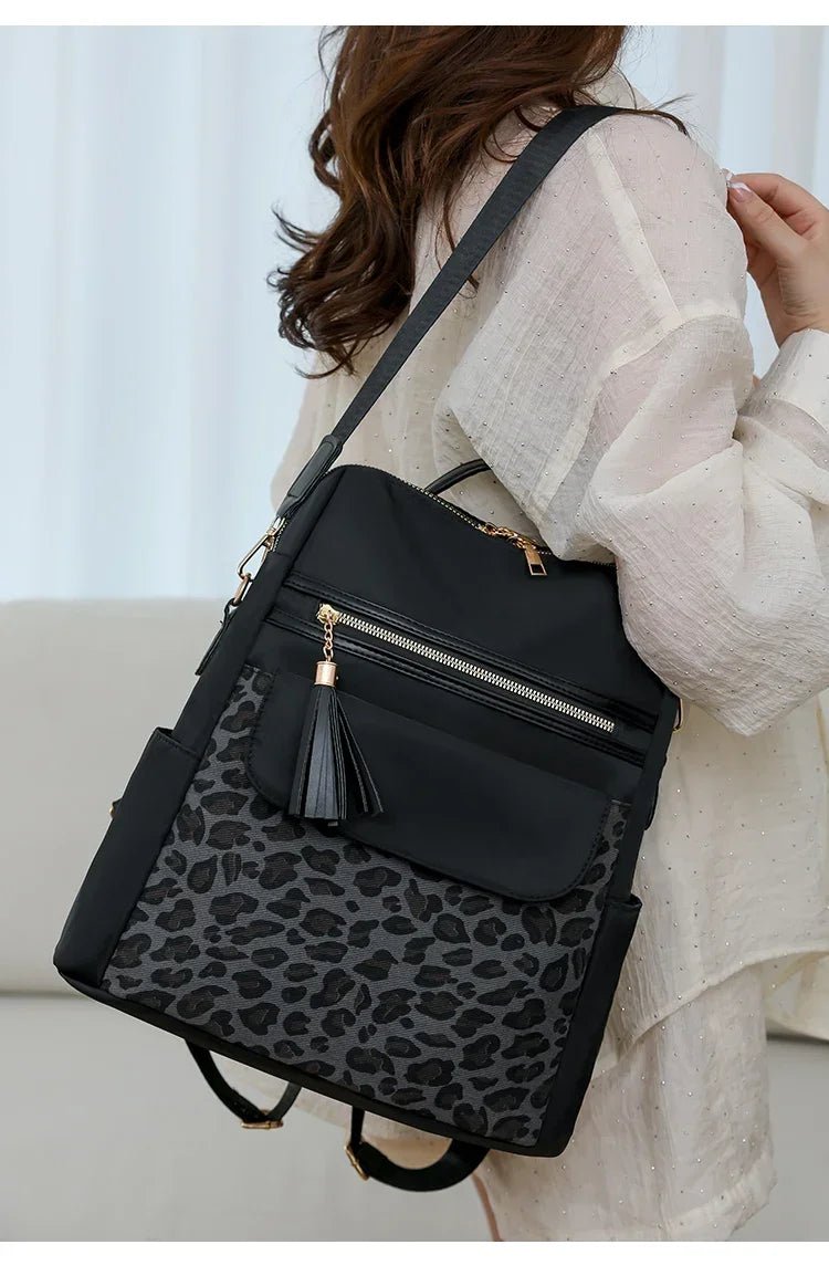 Oxford Leopard Print Fashion Backpacks Zipper Large Capacity Simple Women's Bags on Sale 2025 Versatile Classic Schoolbags - Tara's Tiny Treasures