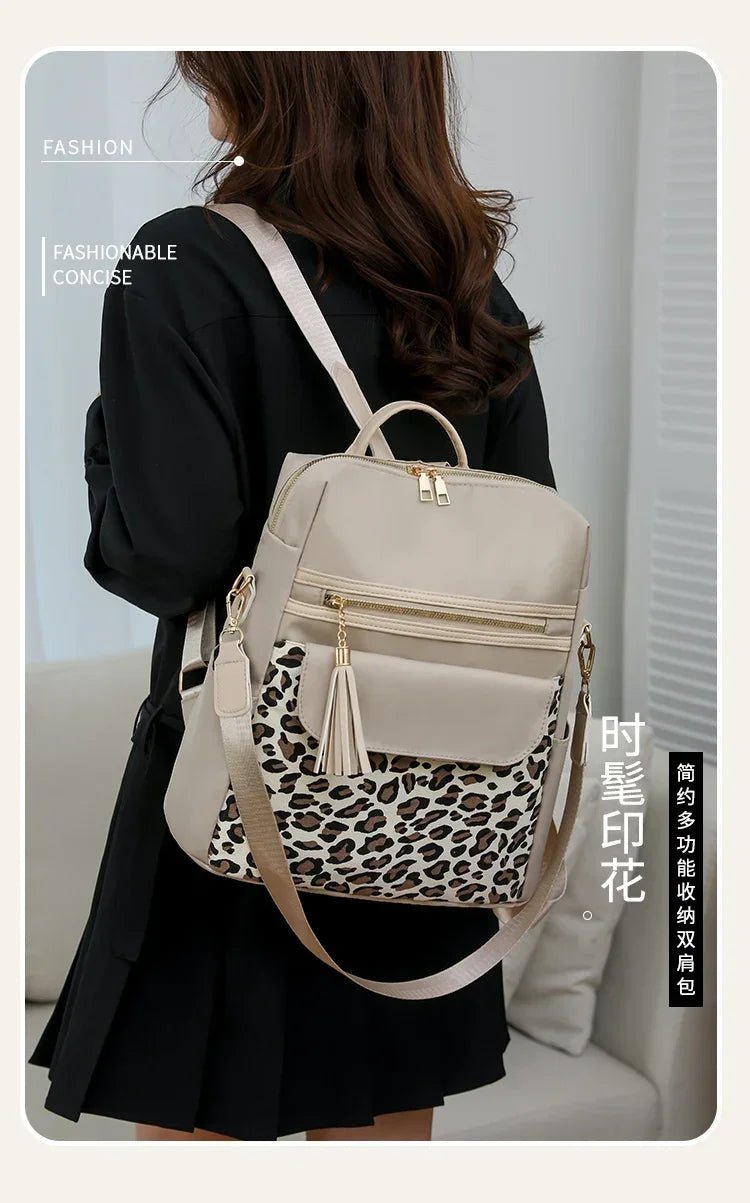Oxford Leopard Print Fashion Backpacks Zipper Large Capacity Simple Women's Bags on Sale 2025 Versatile Classic Schoolbags - Tara's Tiny Treasures