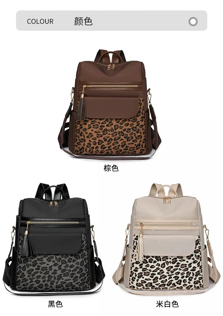 Oxford Leopard Print Fashion Backpacks Zipper Large Capacity Simple Women's Bags on Sale 2025 Versatile Classic Schoolbags - Tara's Tiny Treasures