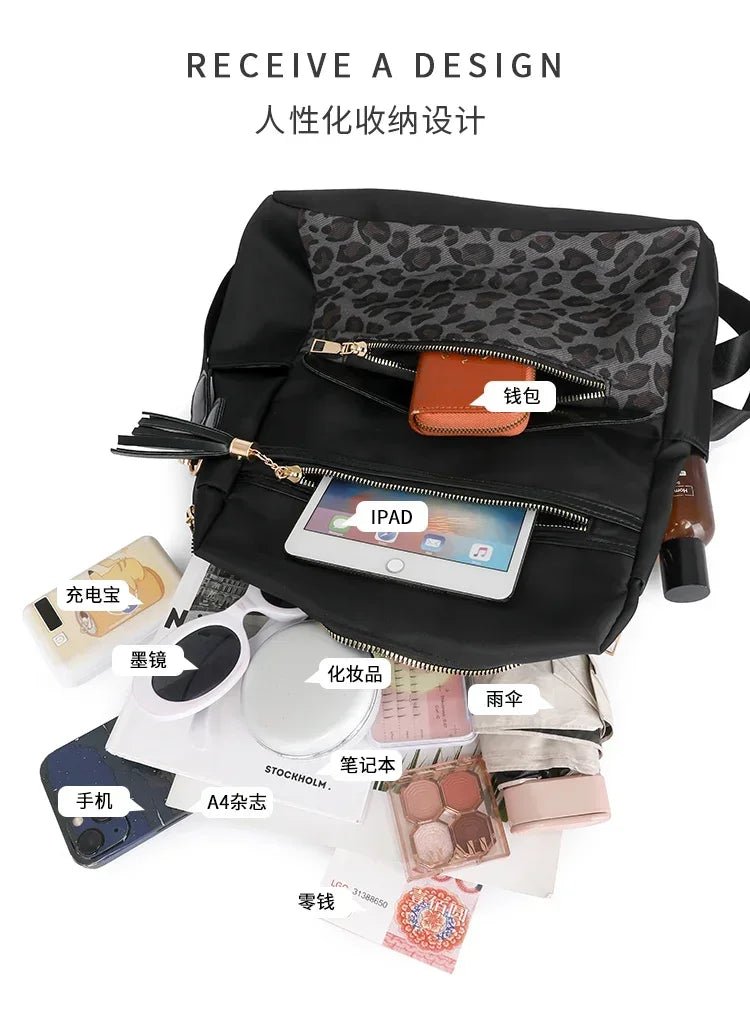 Oxford Leopard Print Fashion Backpacks Zipper Large Capacity Simple Women's Bags on Sale 2025 Versatile Classic Schoolbags - Tara's Tiny Treasures