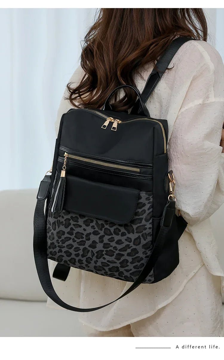 Oxford Leopard Print Fashion Backpacks Zipper Large Capacity Simple Women's Bags on Sale 2025 Versatile Classic Schoolbags - Tara's Tiny Treasures