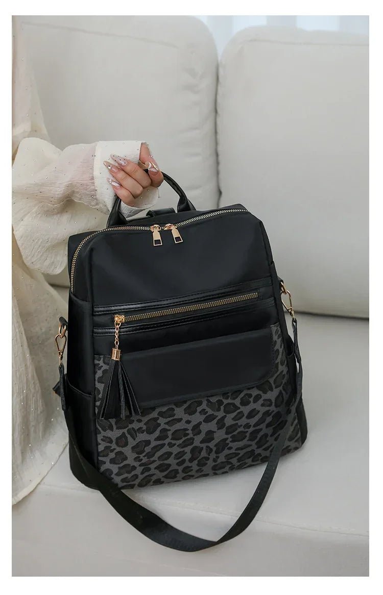 Oxford Leopard Print Fashion Backpacks Zipper Large Capacity Simple Women's Bags on Sale 2025 Versatile Classic Schoolbags - Tara's Tiny Treasures