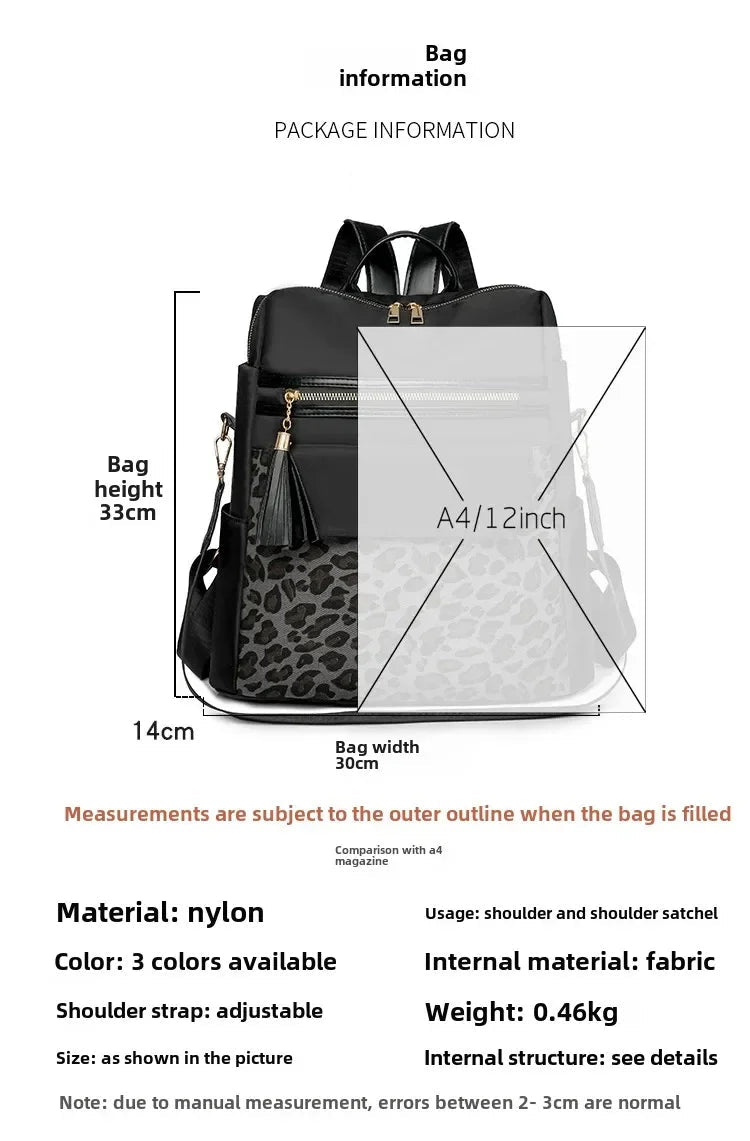 Oxford Leopard Print Fashion Backpacks Zipper Large Capacity Simple Women's Bags on Sale 2025 Versatile Classic Schoolbags - Tara's Tiny Treasures