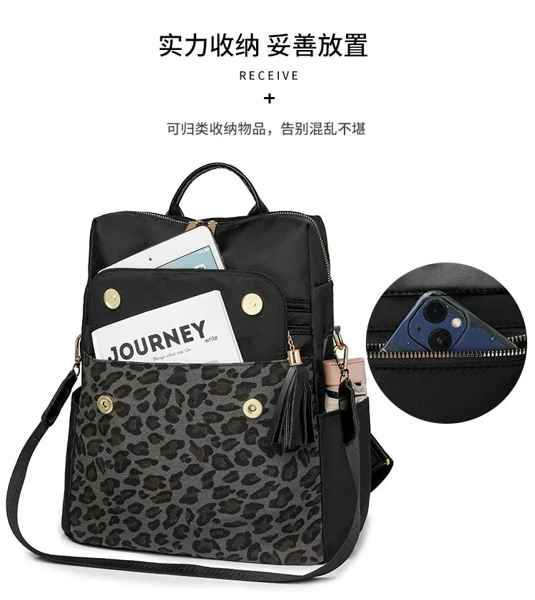 Oxford Leopard Print Fashion Backpacks Zipper Large Capacity Simple Women's Bags on Sale 2025 Versatile Classic Schoolbags - Tara's Tiny Treasures