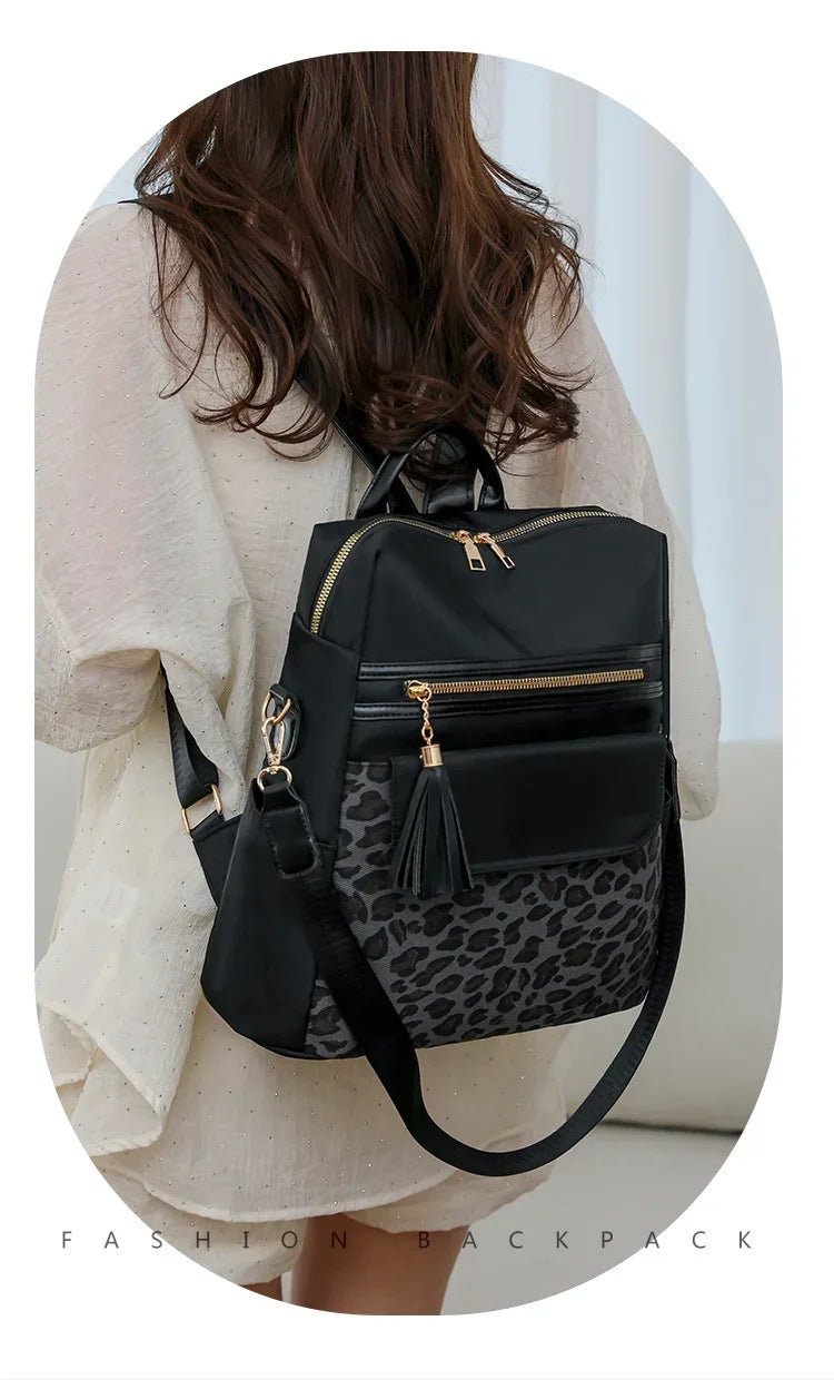 Oxford Leopard Print Fashion Backpacks Zipper Large Capacity Simple Women's Bags on Sale 2025 Versatile Classic Schoolbags - Tara's Tiny Treasures
