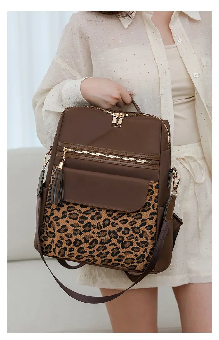 Oxford Leopard Print Fashion Backpacks Zipper Large Capacity Simple Women's Bags on Sale 2025 Versatile Classic Schoolbags - Tara's Tiny Treasures