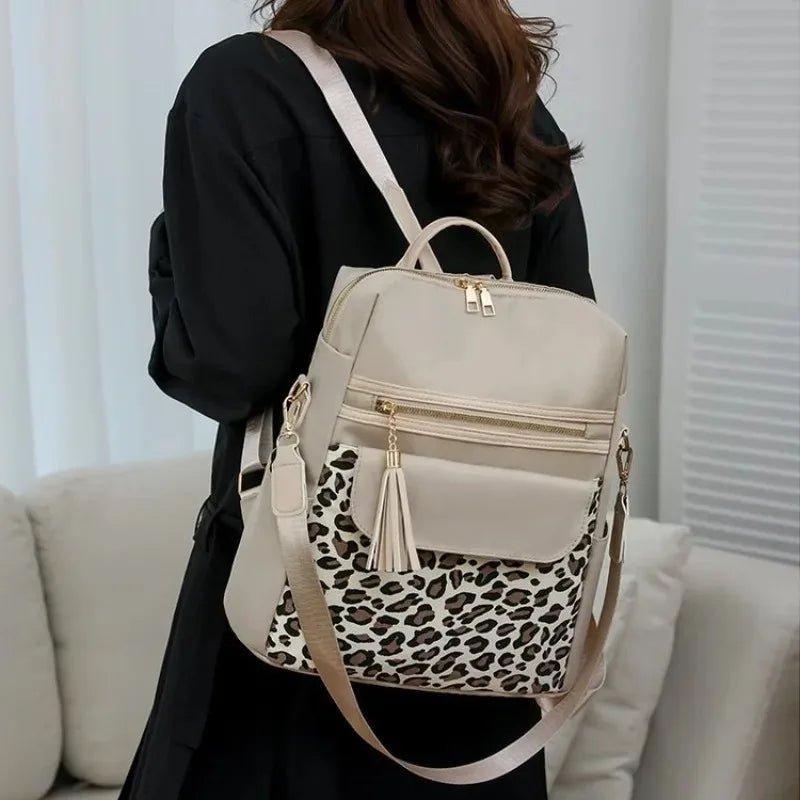 Oxford Leopard Print Fashion Backpacks Zipper Large Capacity Simple Women's Bags on Sale 2025 Versatile Classic Schoolbags - Tara's Tiny Treasures