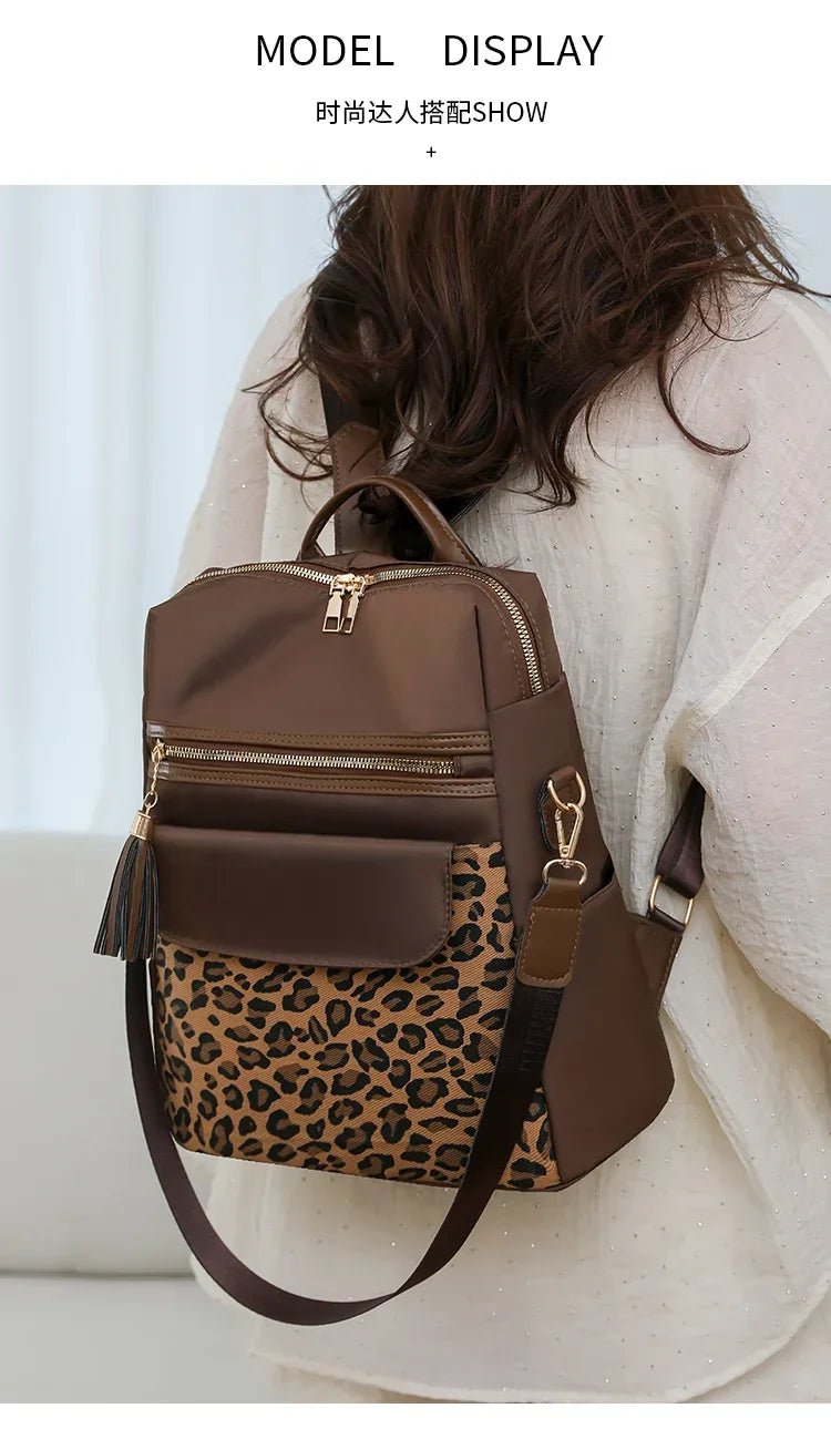 Oxford Leopard Print Fashion Backpacks Zipper Large Capacity Simple Women's Bags on Sale 2025 Versatile Classic Schoolbags - Tara's Tiny Treasures