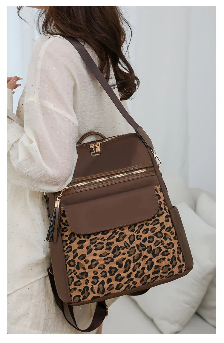 Oxford Leopard Print Fashion Backpacks Zipper Large Capacity Simple Women's Bags on Sale 2025 Versatile Classic Schoolbags - Tara's Tiny Treasures
