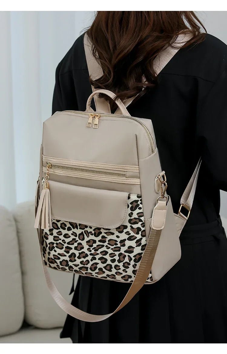 Oxford Leopard Print Fashion Backpacks Zipper Large Capacity Simple Women's Bags on Sale 2025 Versatile Classic Schoolbags - Tara's Tiny Treasures