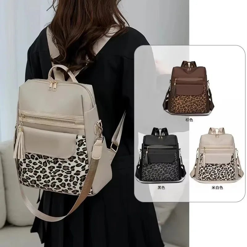 Oxford Leopard Print Fashion Backpacks Zipper Large Capacity Simple Women's Bags on Sale 2025 Versatile Classic Schoolbags - Tara's Tiny Treasures