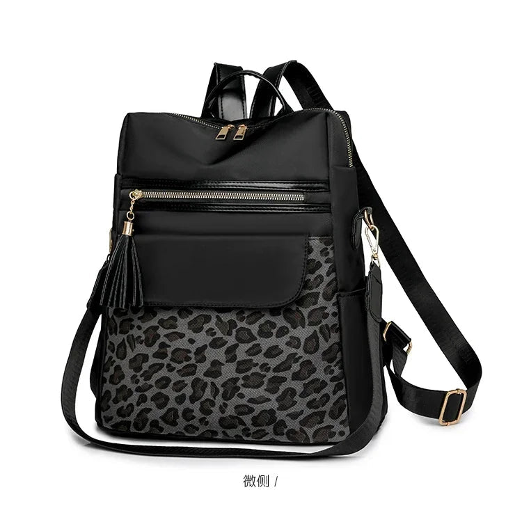 Oxford Leopard Print Fashion Backpacks Zipper Large Capacity Simple Women's Bags on Sale 2025 Versatile Classic Schoolbags - Tara's Tiny Treasures