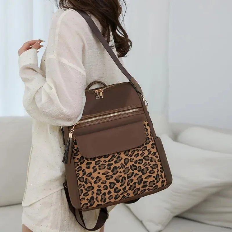 Oxford Leopard Print Fashion Backpacks Zipper Large Capacity Simple Women's Bags on Sale 2025 Versatile Classic Schoolbags - Tara's Tiny Treasures