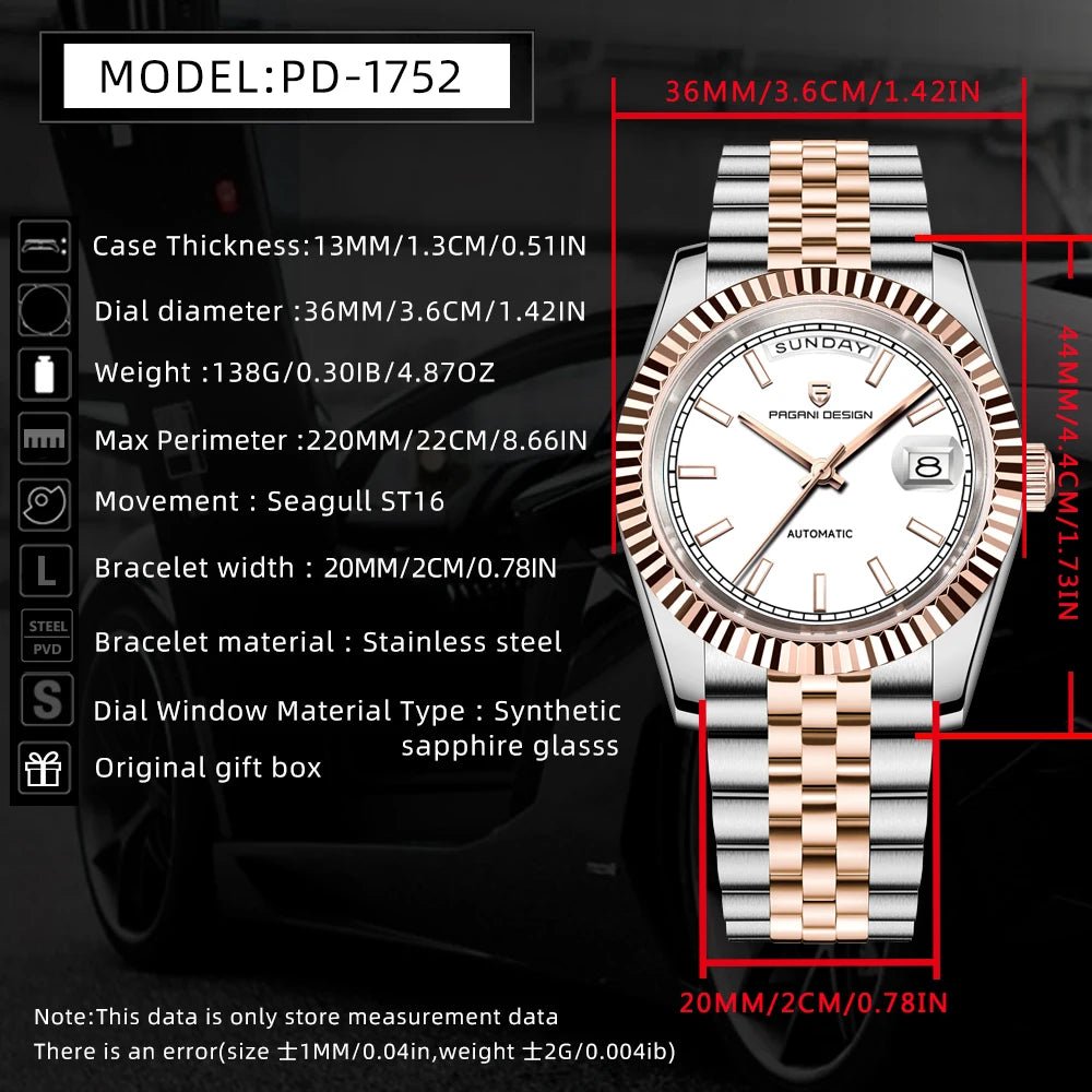 PAGANI DESIGN 2026 New Enamel Dial DD36 Luxury Silver Gold Automatic Watch For Men AR Sapphire crystal Mechanical Wristwatch Men - Tara's Tiny Treasures