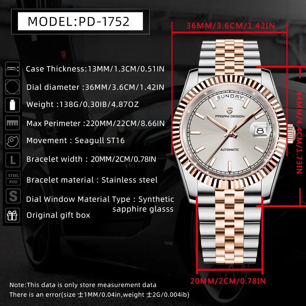 PAGANI DESIGN 2026 New Enamel Dial DD36 Luxury Silver Gold Automatic Watch For Men AR Sapphire crystal Mechanical Wristwatch Men - Tara's Tiny Treasures