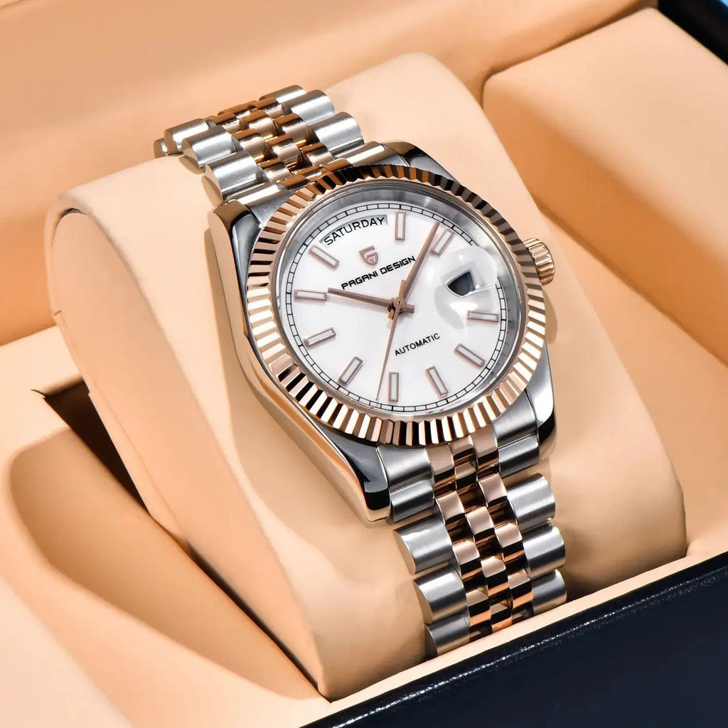 PAGANI DESIGN 2026 New Enamel Dial DD36 Luxury Silver Gold Automatic Watch For Men AR Sapphire crystal Mechanical Wristwatch Men - Tara's Tiny Treasures