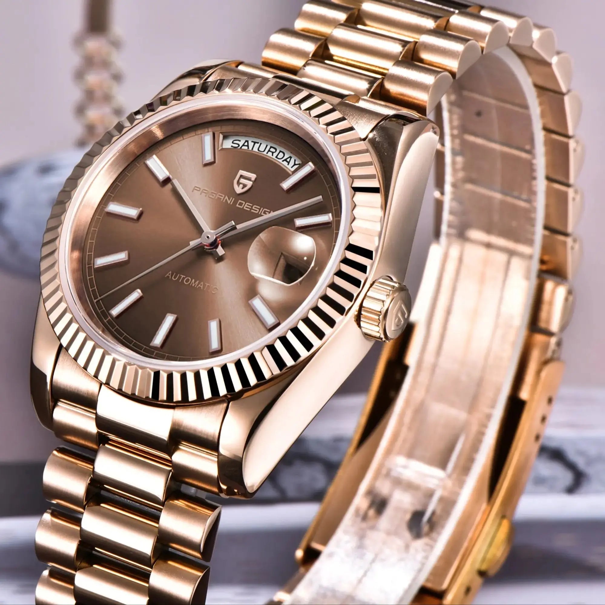PAGANI DESIGN New Men Automatic Mechanical Watch Retro Elegant All-Match Sapphire Glass 100m Waterproof Luminous Calendar Watch - Tara's Tiny Treasures