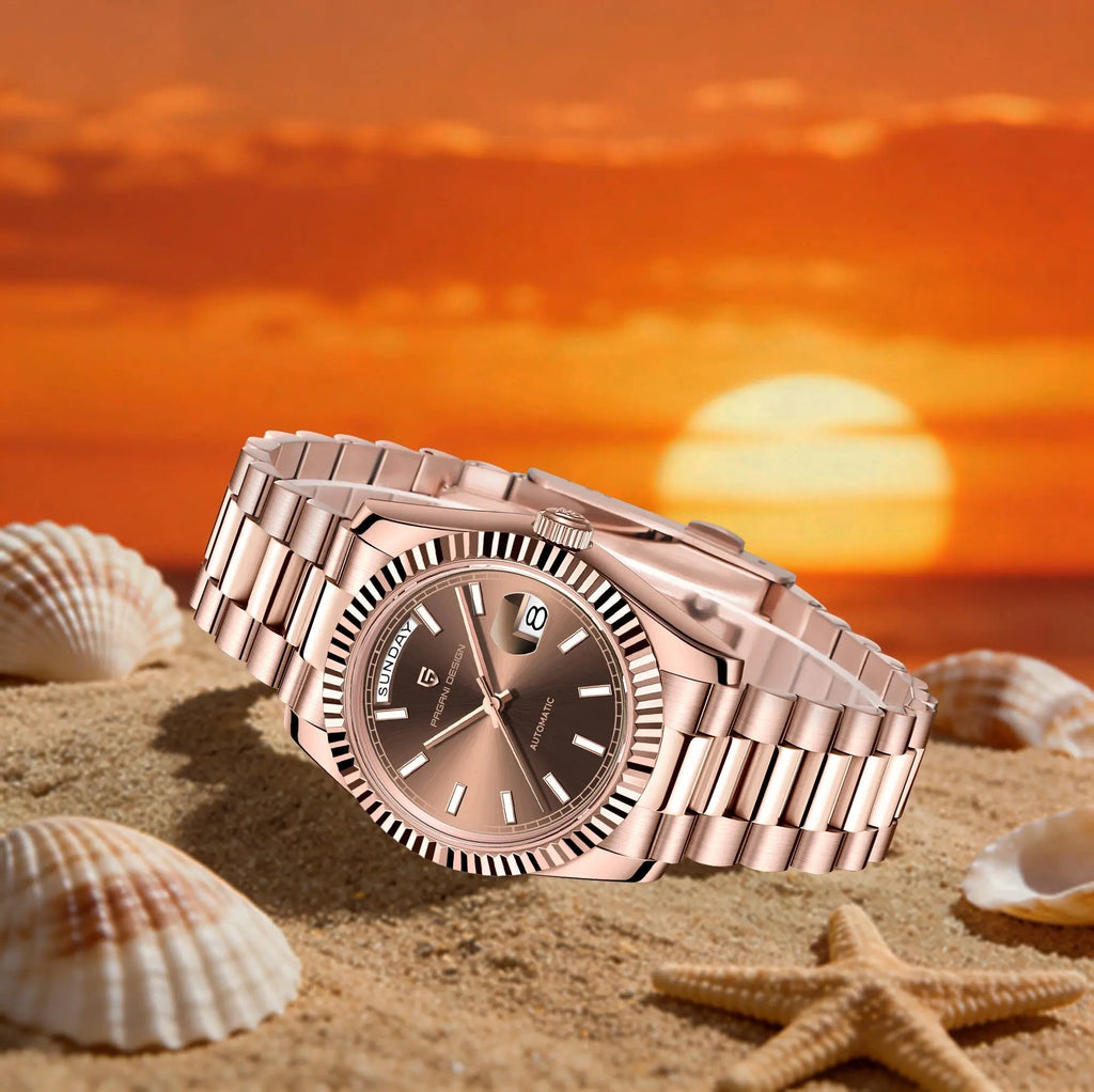 PAGANI DESIGN New Men Automatic Mechanical Watch Retro Elegant All-Match Sapphire Glass 100m Waterproof Luminous Calendar Watch - Tara's Tiny Treasures