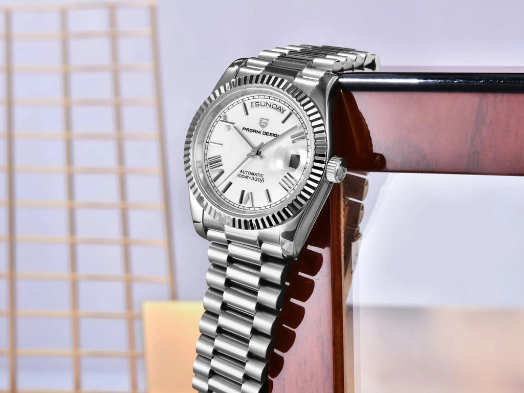 PAGANI DESIGN New Men Automatic Mechanical Watch Retro Elegant All-Match Sapphire Glass 100m Waterproof Luminous Calendar Watch - Tara's Tiny Treasures