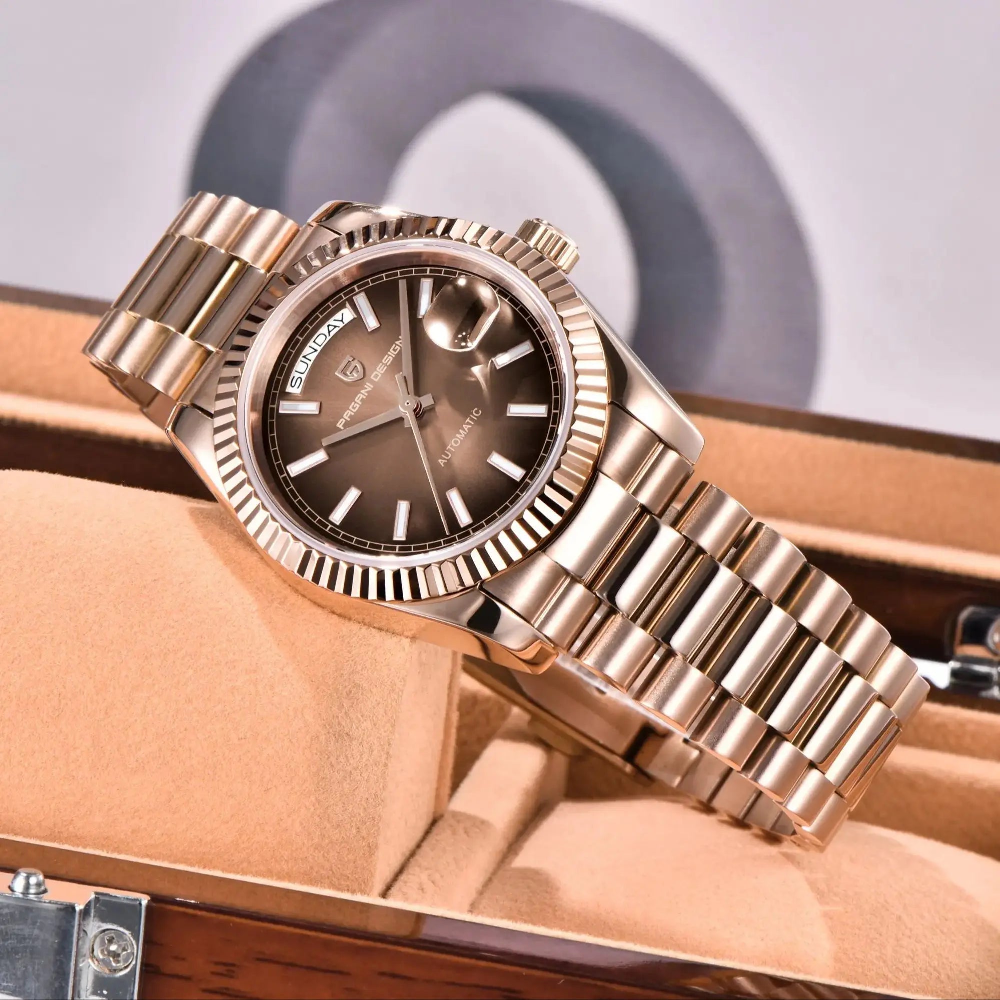 PAGANI DESIGN New Men Automatic Mechanical Watch Retro Elegant All-Match Sapphire Glass 100m Waterproof Luminous Calendar Watch - Tara's Tiny Treasures