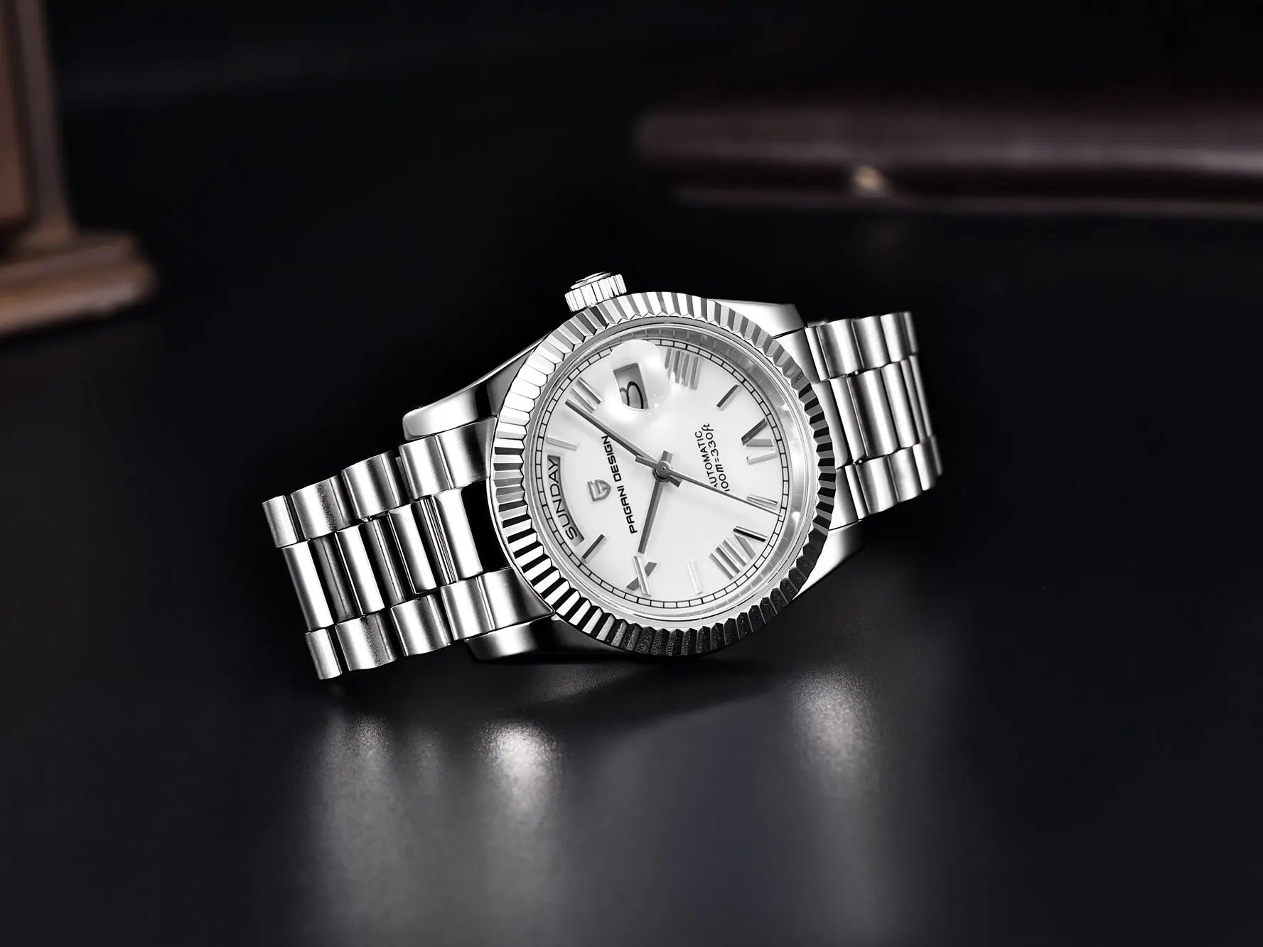 PAGANI DESIGN New Men Automatic Mechanical Watch Retro Elegant All-Match Sapphire Glass 100m Waterproof Luminous Calendar Watch - Tara's Tiny Treasures